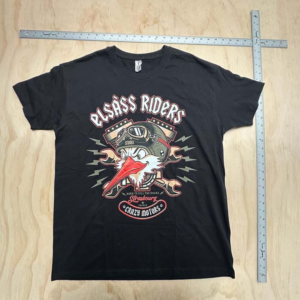 Sols Elsäss Riders T-Shirt Size L Black Graphic Motorcycle Tee